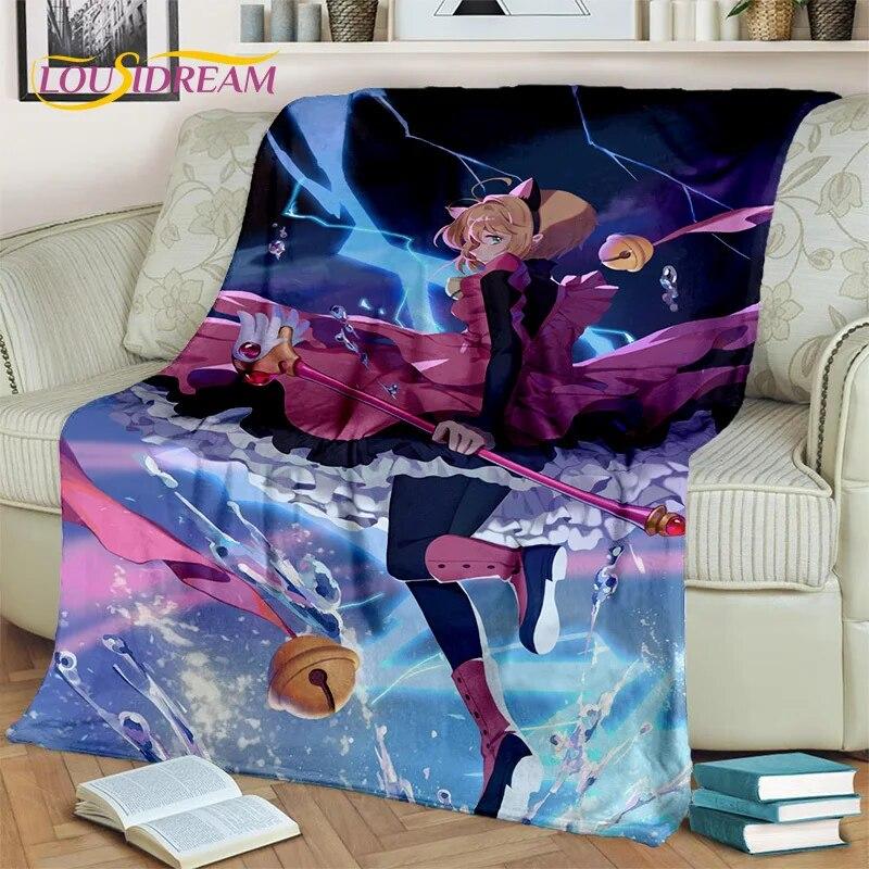 3D Cartoon Captor Anime Cute Card Sakura Blanket,Soft Throw Blanket for Home Bedroom Bed Sofa Picnic Office Cover Blanket Kids