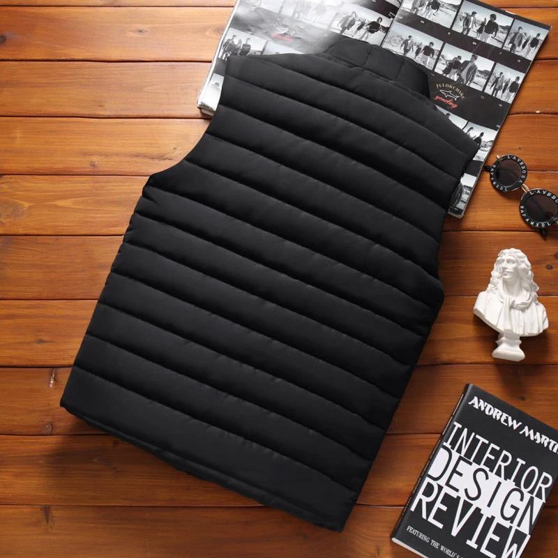 Men' Sleeveless Vest Jackets Winter Fashion Male Cotton-Padded Vest Coats Men Stand Collar Warm Waistcoats Clothing