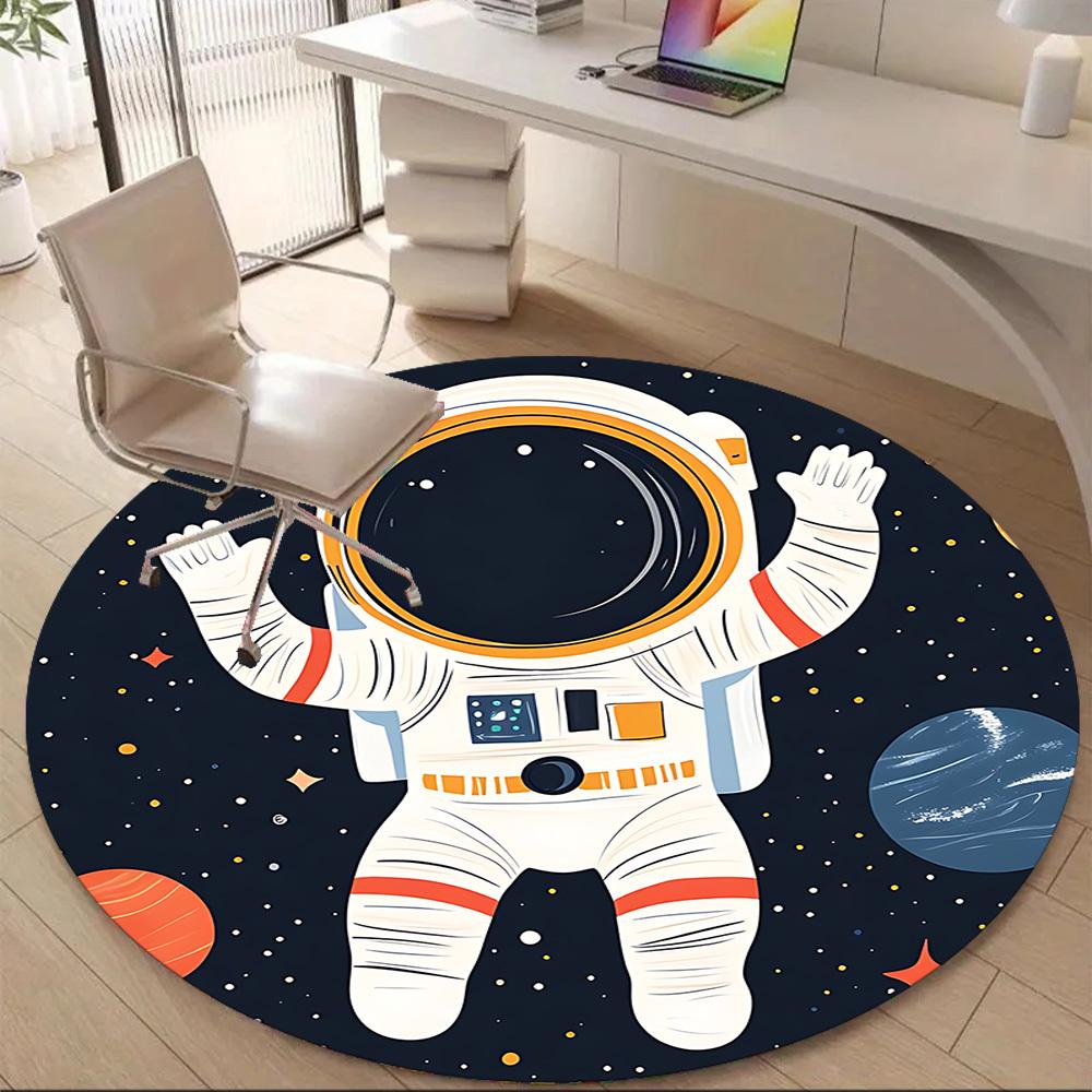 1PC Astronaut Space Office Round Area Rug, Mat Suitable ForOffice, Under Office Chairs Bedroom Living Room Home Decor, Room Deco