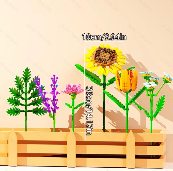 

684PCS Imaginative Bouquet Building Blocks Playthings Miniature Construction Brick Flower Assemble Blocks Toy Sets Ideal For Kid Ornament Gifts