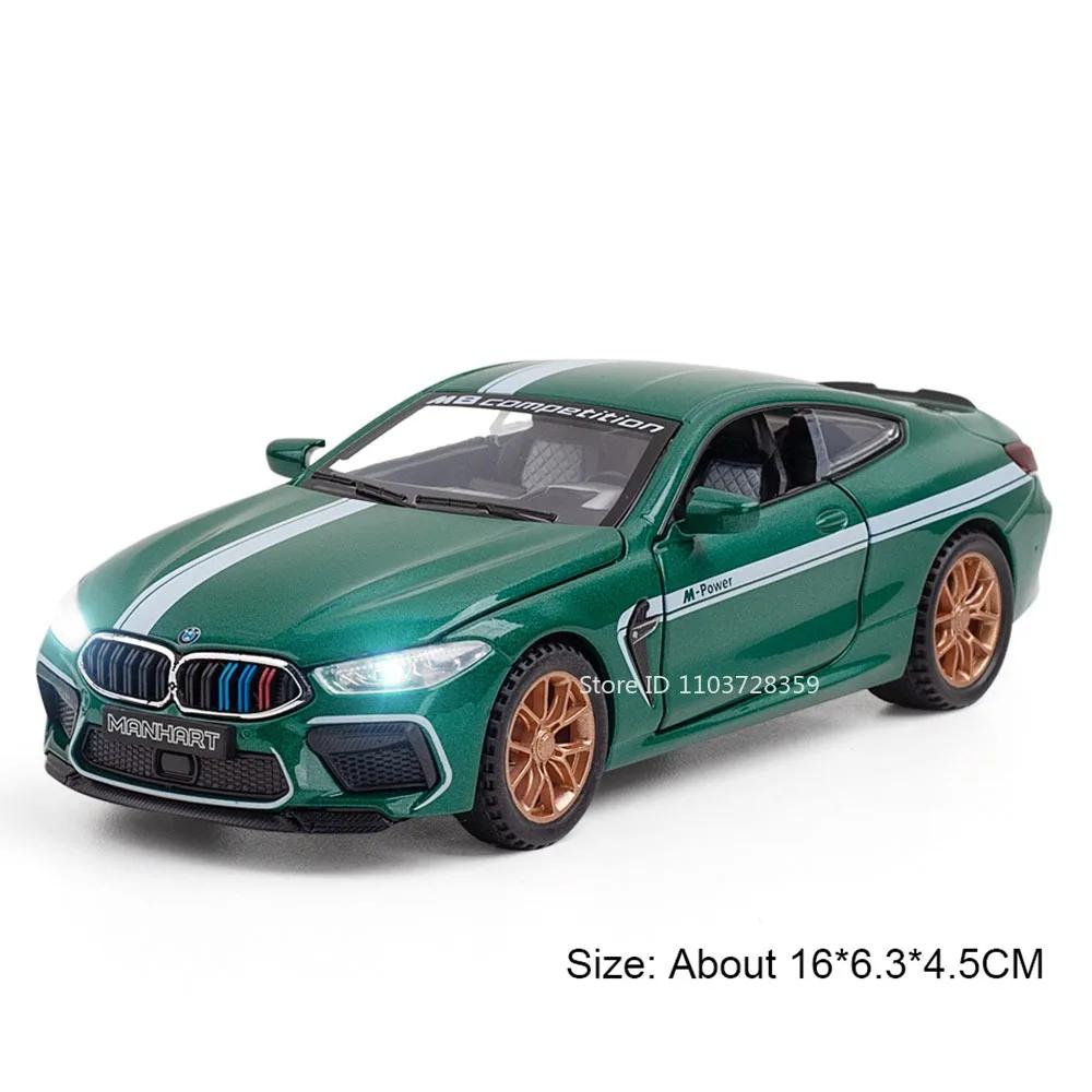 1:32 Scale M8 Model Toy Miniature Supercars Alloy Diecast Sports Cars Sound Light Doors Opened Pull Back Ornament for Kids Gifts