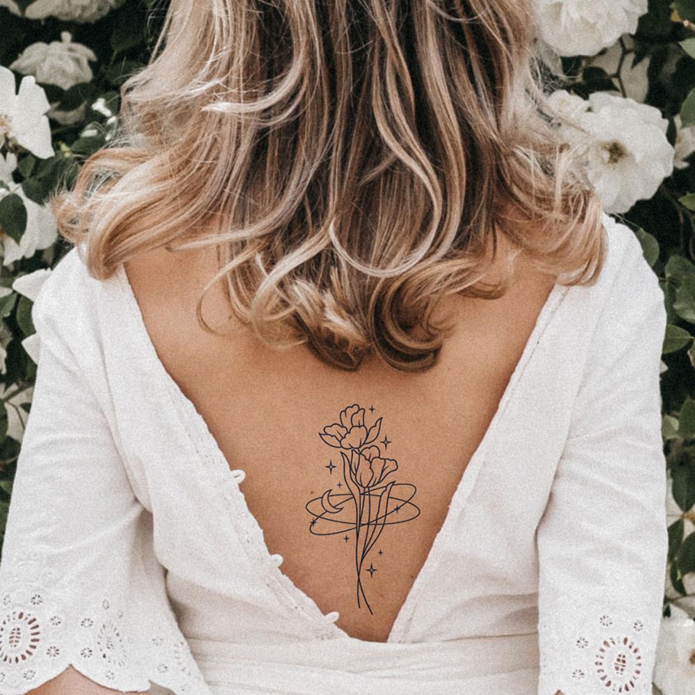 1 Sheets Semi Permanent Tattoos Women's Arm Back Fake Tattoos Waterproof and Long Lasting Plant Juice Tattoos