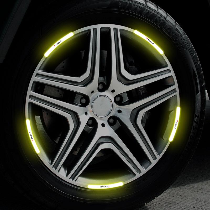 Car Wheel Hub Reflective Stickers Tire Rim Luminous Accessories For Tesla Model 3 Model X S 2016-2020 Decals TM3 TMX TMS Decal