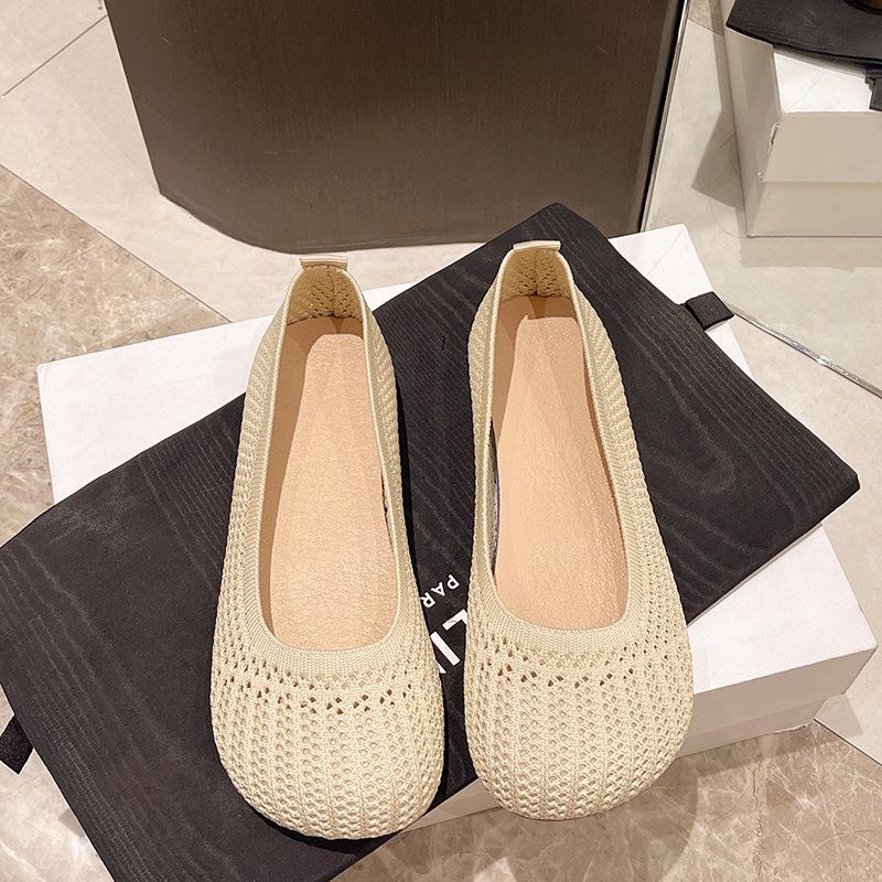 

Мода 2025 Дышащие сетчатые балетки для женщин Весенне-летняя обувь Мягкая подошва Однотонные Квадратный носок Женские Повседневные Для ходьбы Вождения Лоферы 35 бежевый