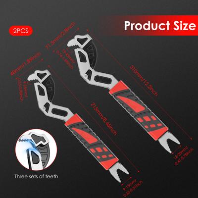 2 Pcs Self Locking Wrench 8inch/12inch Carbon Steel Self Locking Wrenches Adjustable Spanner Set for Car Bicycle Mechanic Repair