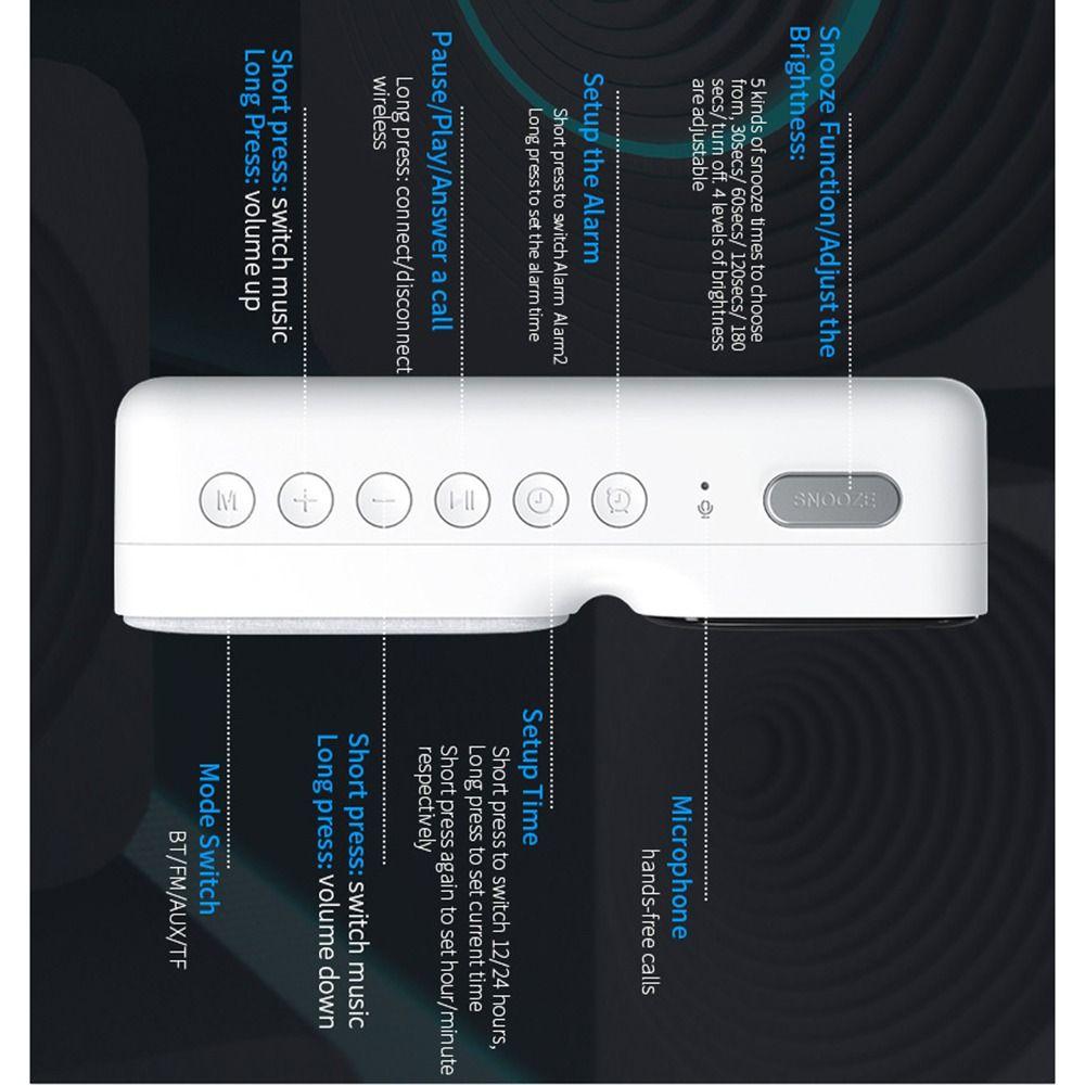 FM Radio Bluetooth Speaker Wireless White Noise Device Digital Table Alarm Clock Sleep Soothing
