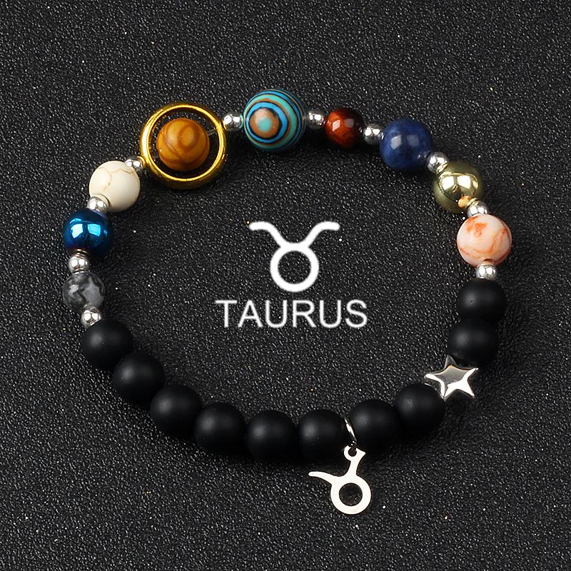 Solar System Galaxy Planets Bracelets for Women Women Zodiac Virgo Cancer Leo Libra 12 Constellation Charm Bracelet Jewelry Gift