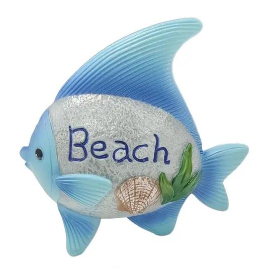 

Fish Ornament Coastal Themed Room Beach House Nautical Collection Display Shelf Mold Resin Fish Statue синий