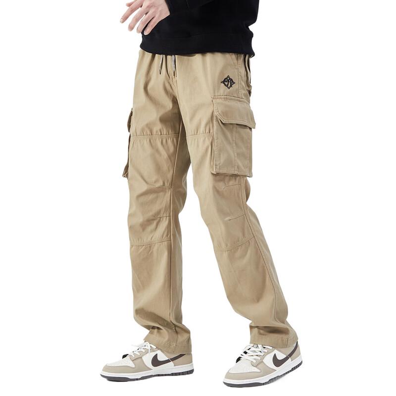 OVERPROTECTIONit Men's Embroidered Loose Straight-Leg Cotton Cargo Pants
