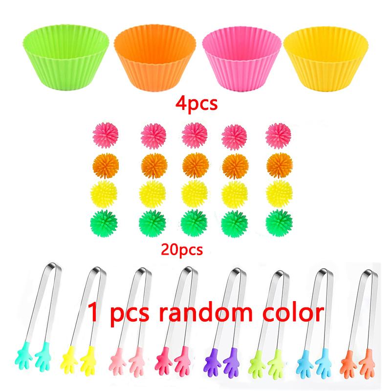 Montessori Early Education Children's Fine Movement Toys Rainbow TPR Soft Ball Color Sorting Math Counting Toddlers Board Game