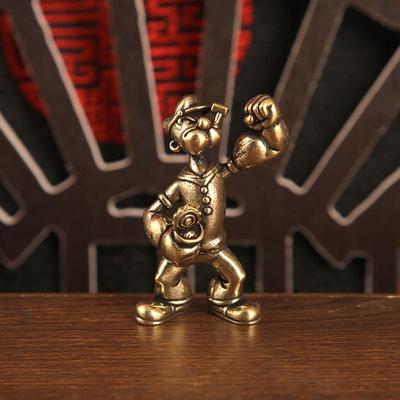 1/2Pcs Popeye The Sailor Man Figure Brass Home Decor Office Desk Tea Table Art Ornaments Decorative Car Home Desktop Accessories