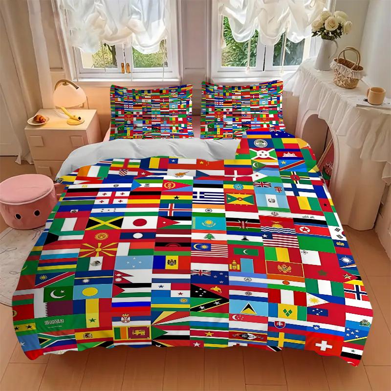 3Pcs Flags World Bedding Sets For All Sizes New 3D Printed Bed Cover Comforter Duvet Cover Pillowcase Bedroom Decoration