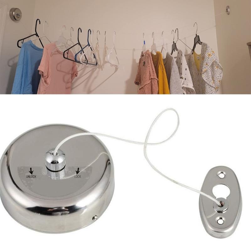 Portable Telescopic Clothesline Stainless Steel Wall Mounted Design Adjustable Length Clothes Line For Home Use