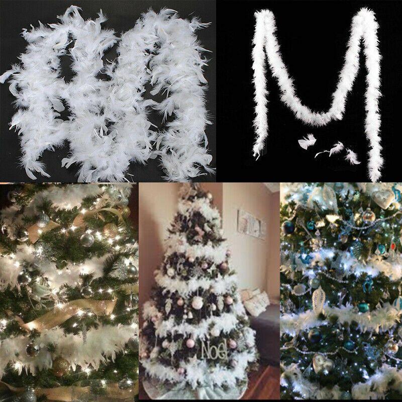 Christmas White Tree Feather Boa Strip Xmas Ribbon Party Garland Decor Diy 2m
