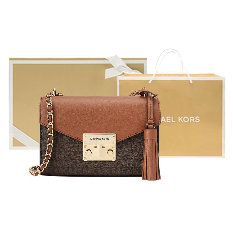 Michael Kors Classic Monogram Chain Tassel Commuter Fashion Color Block Flap Leather Shoulder Crossbody Bag Small Women bags 35T0GXOC1B-200