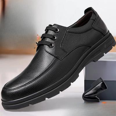 Echtes Leder Rindsleder Frühling und Herbst Herrenschuhe, Business, Casual, Atmungsaktiv, Mittelalterliche und Ältere Weichsohle, Rutschfeste Lederschuhe