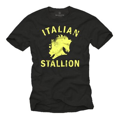 Boxer T-Shirt Mens Gents GYM Training Italian Stallion Print Print Retro-