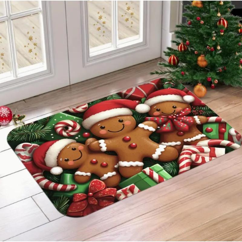 Gingerbread Man Door Mat Christmas Gnome Soft Carpet  Living Room Kitchen Bedroom Bathroom Room Christmas Home Christmas Decor