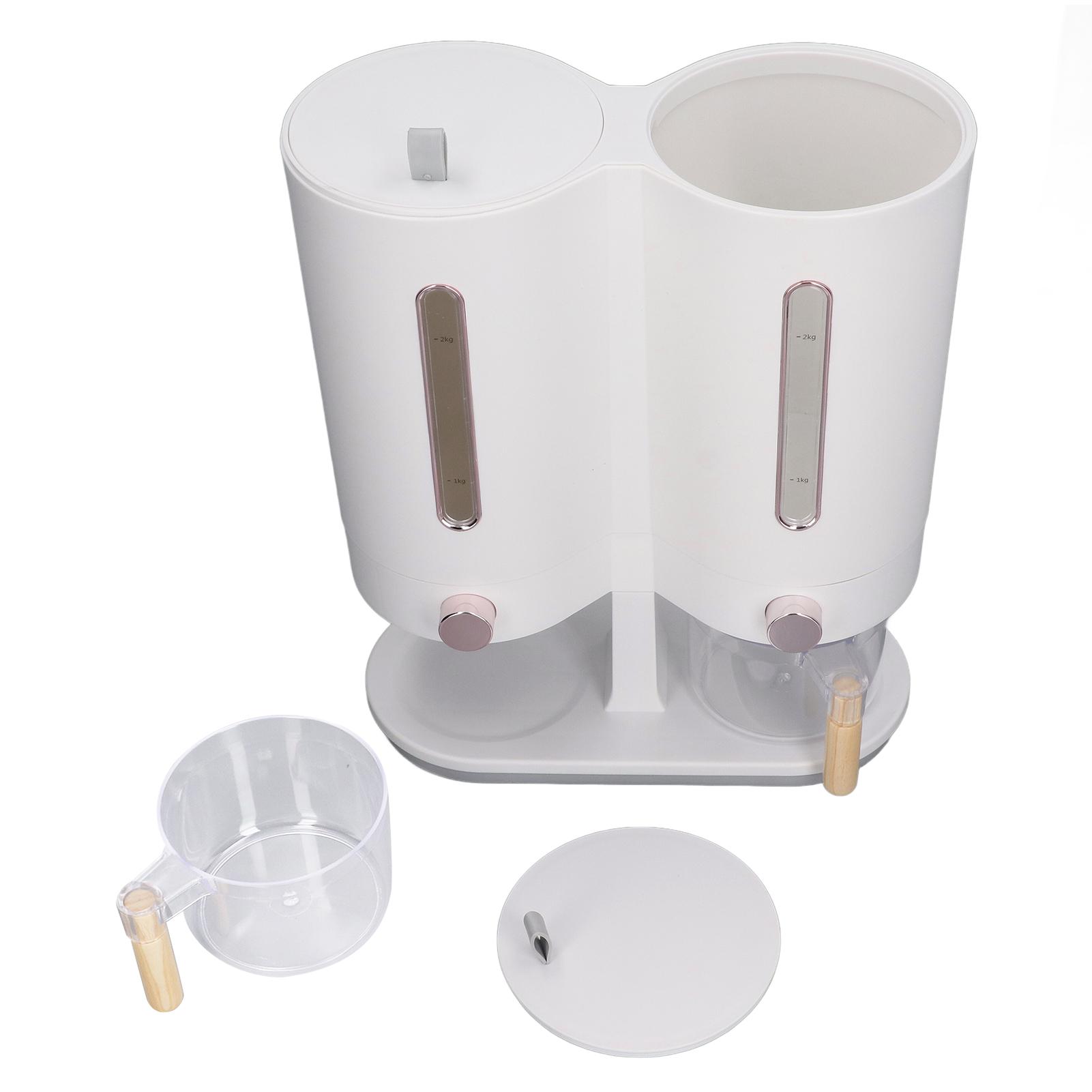 5kg Kitchen Rice Bucket Japanese Rice Barrel Double Barrel Grain Storage Bucket Kitchen Metering Grain Storage Box Pet Food Container