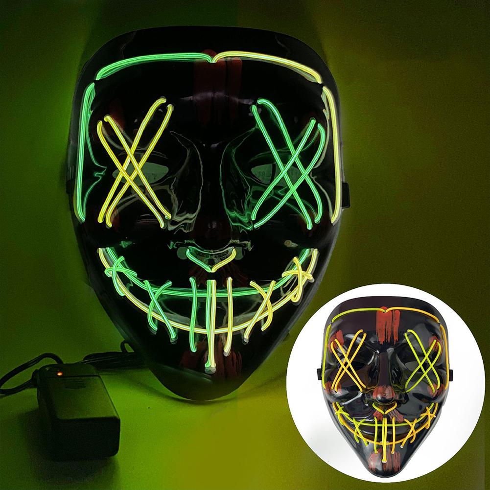 Wireless Halloween Neon LED Purge Mask Masque Masquerade Party Masks Light Grow In The Dark Horror Mask Glowing Masker