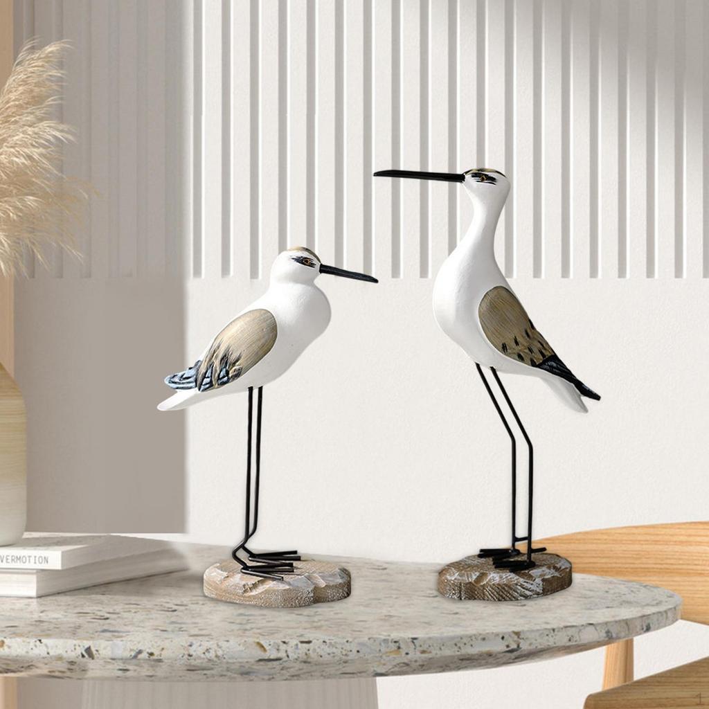 2 Stück Meerestierfigur Rustikale Vogelskulptur Kreative Lebensechte Holzmöwenfiguren