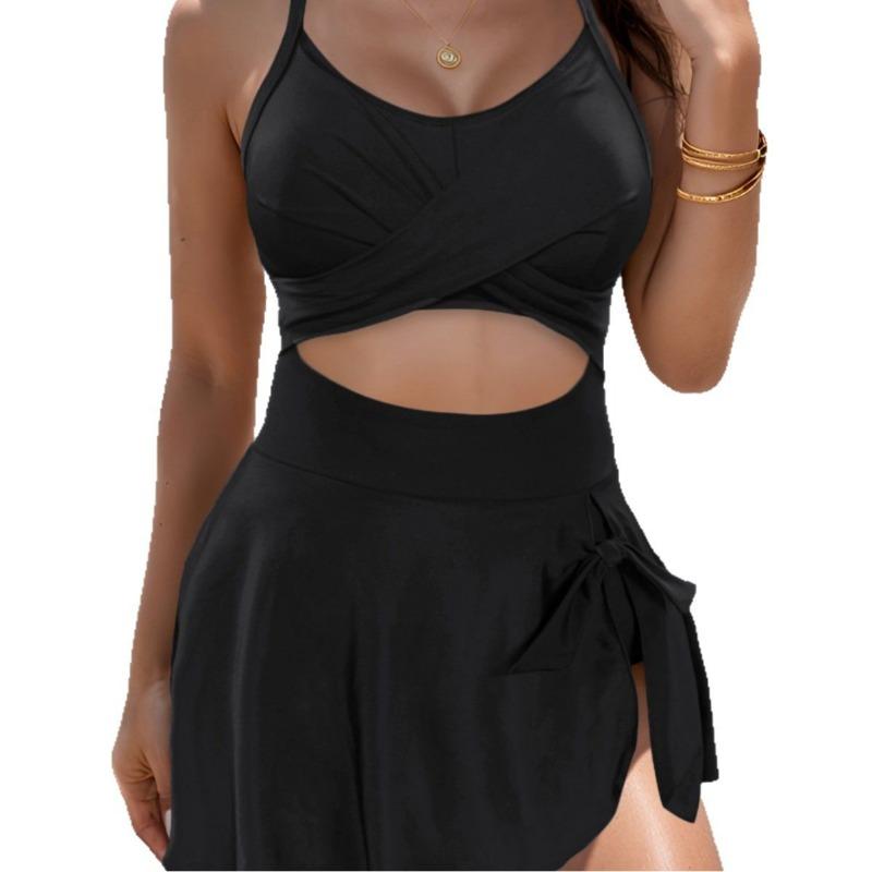 

Новый женский купальник-монокини с халтером, утягивающее пляжное платье XXL