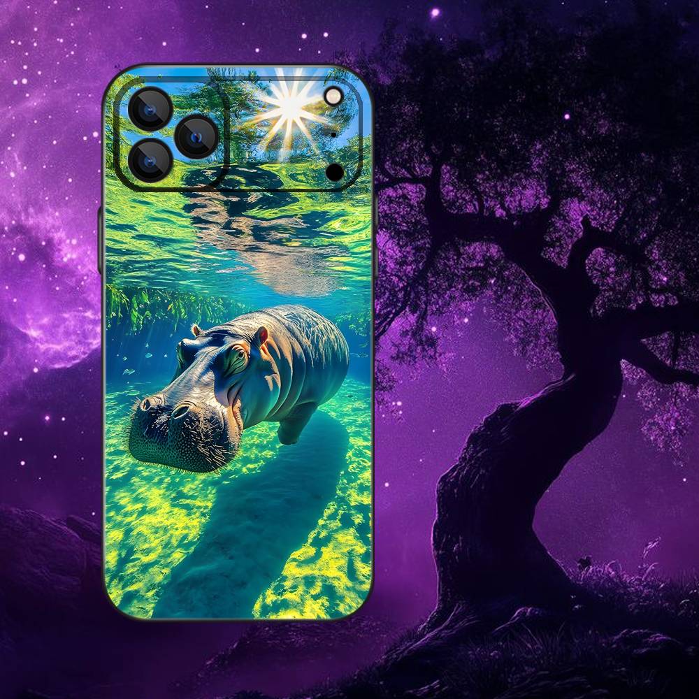 Cute Hippo Hippopotamus  Phone Case For iPhone 17,16,15,14,13,12,11,Pro,Max,Plus,E,Air,Mini Protective TPU Cover
