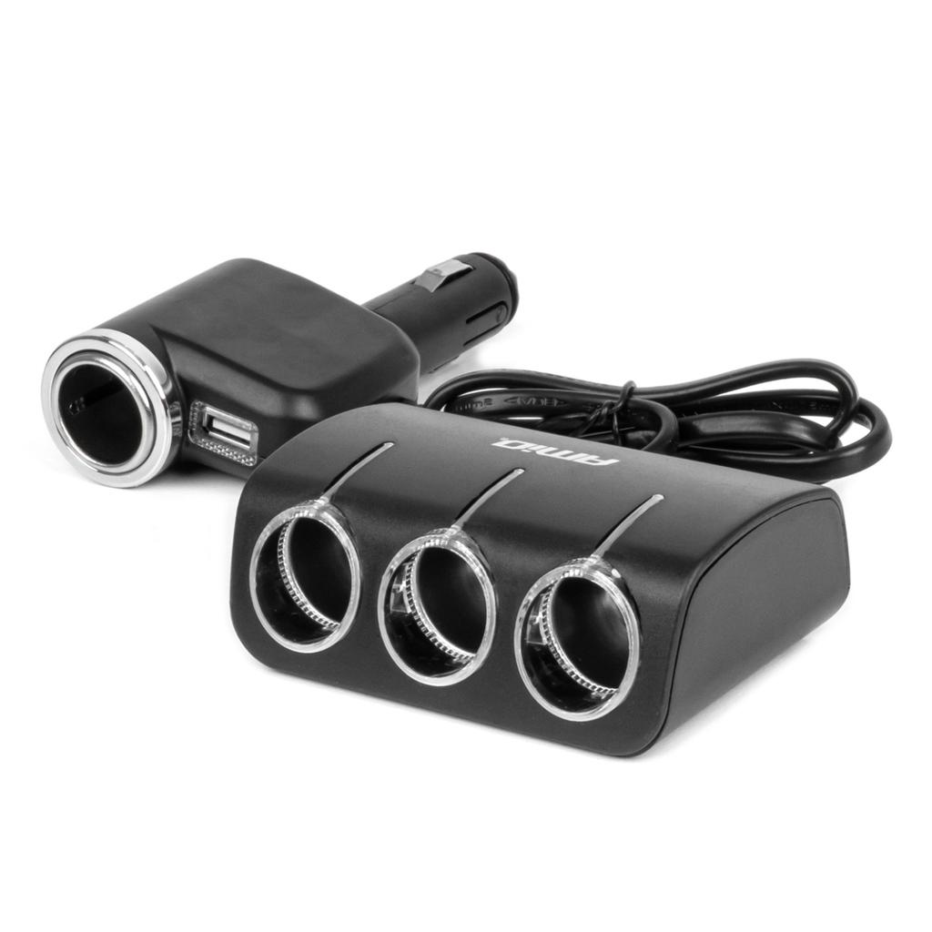 Cigarette lighter socket splitter with charger and bulb 12V 24V 120W 80cm AMIO-04360