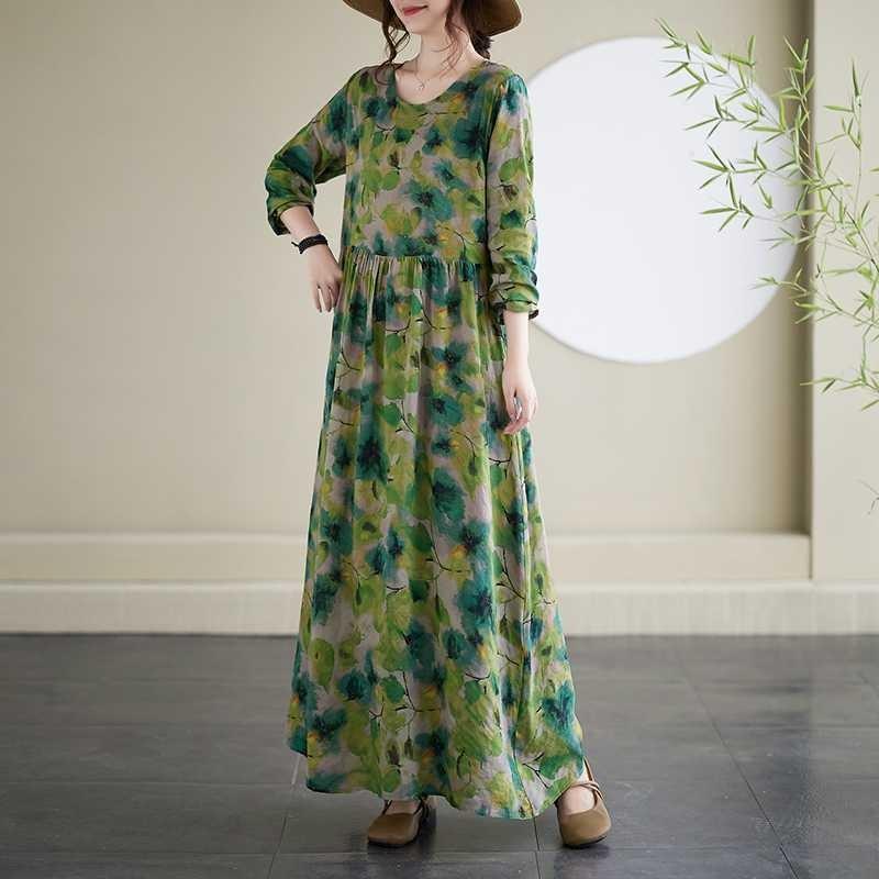 Round Neck Vintage Long Flesh Covering Dresses