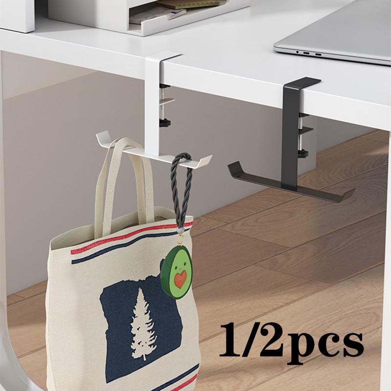 1/2pcs Adjustable Desk Edge Hook Without Punching Office Desktop Edge Hanging Bag Hook Student Backpack Storage Hanging Hook