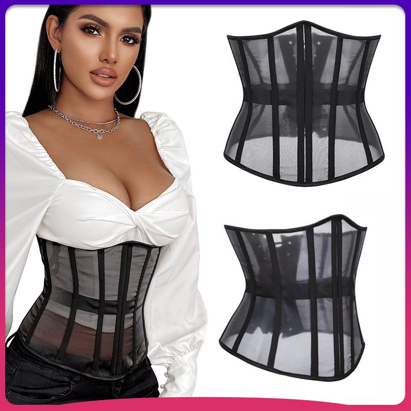 Versatile French Fashion Breathable Waist Slimming Cincher with Back Tie and 14 Boning Adjustment