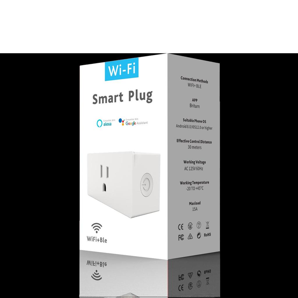 Smart 10A WiFi/Bluetooth Plug with Alexa Voice Control, Remote App, Timer, and Cycle Switch