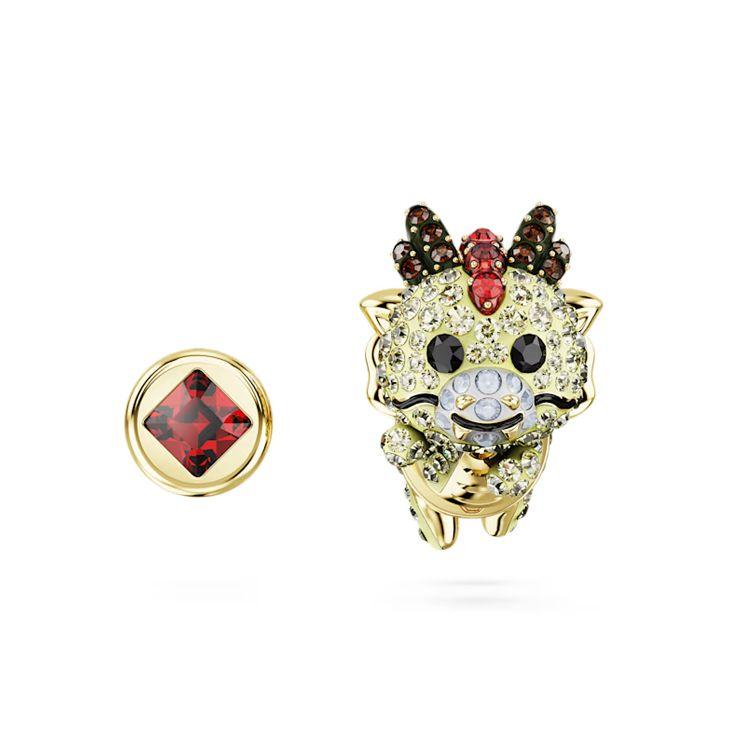 Swarovski Asymmetrical Design Chinese Zodiac Imitation Crystal Gold-Plated Earrings Women earrings Multicolor 5675832 Box (Random Color)