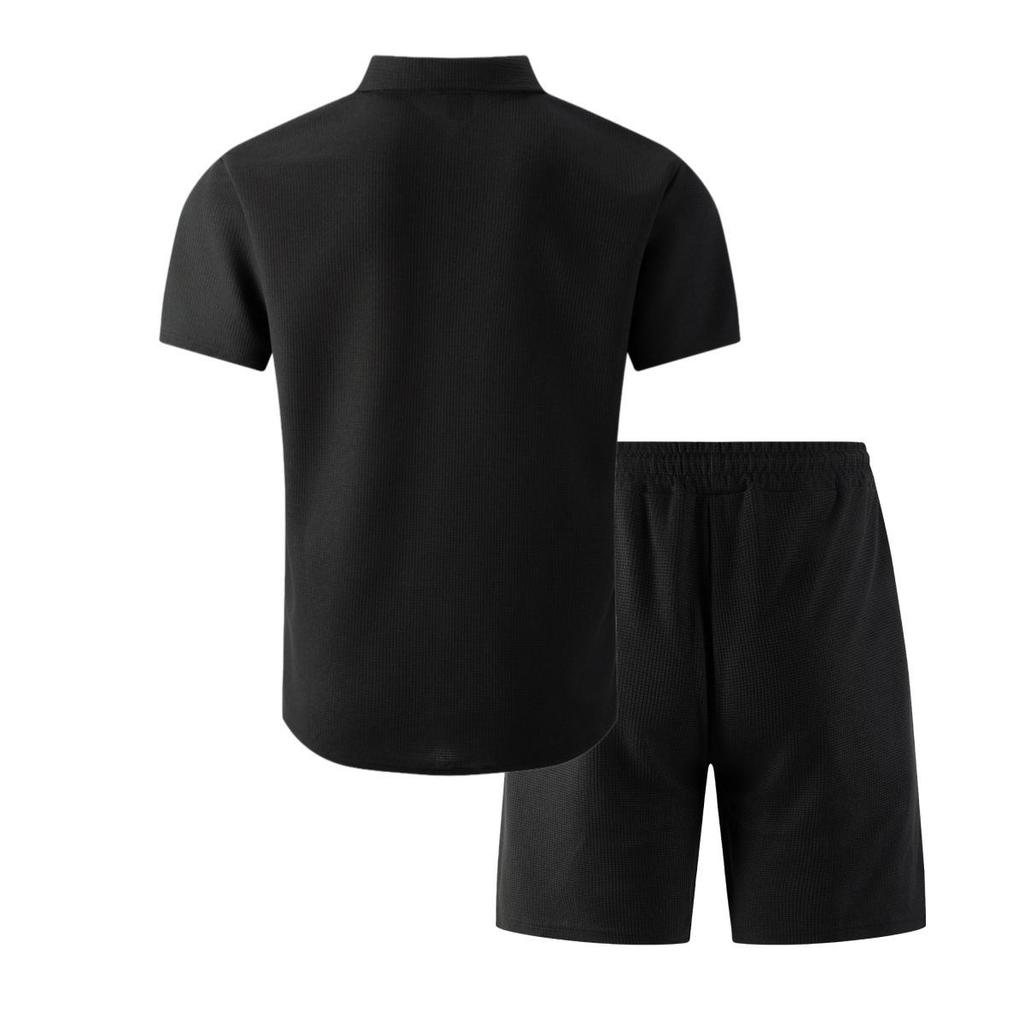 Men's Summer Lapel Cardigan & Shorts 2-Piece Set