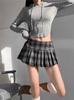 High-Waist Retro Plaid Pleated A-Line Mini Skirt: Trendy Spring/Summer Style