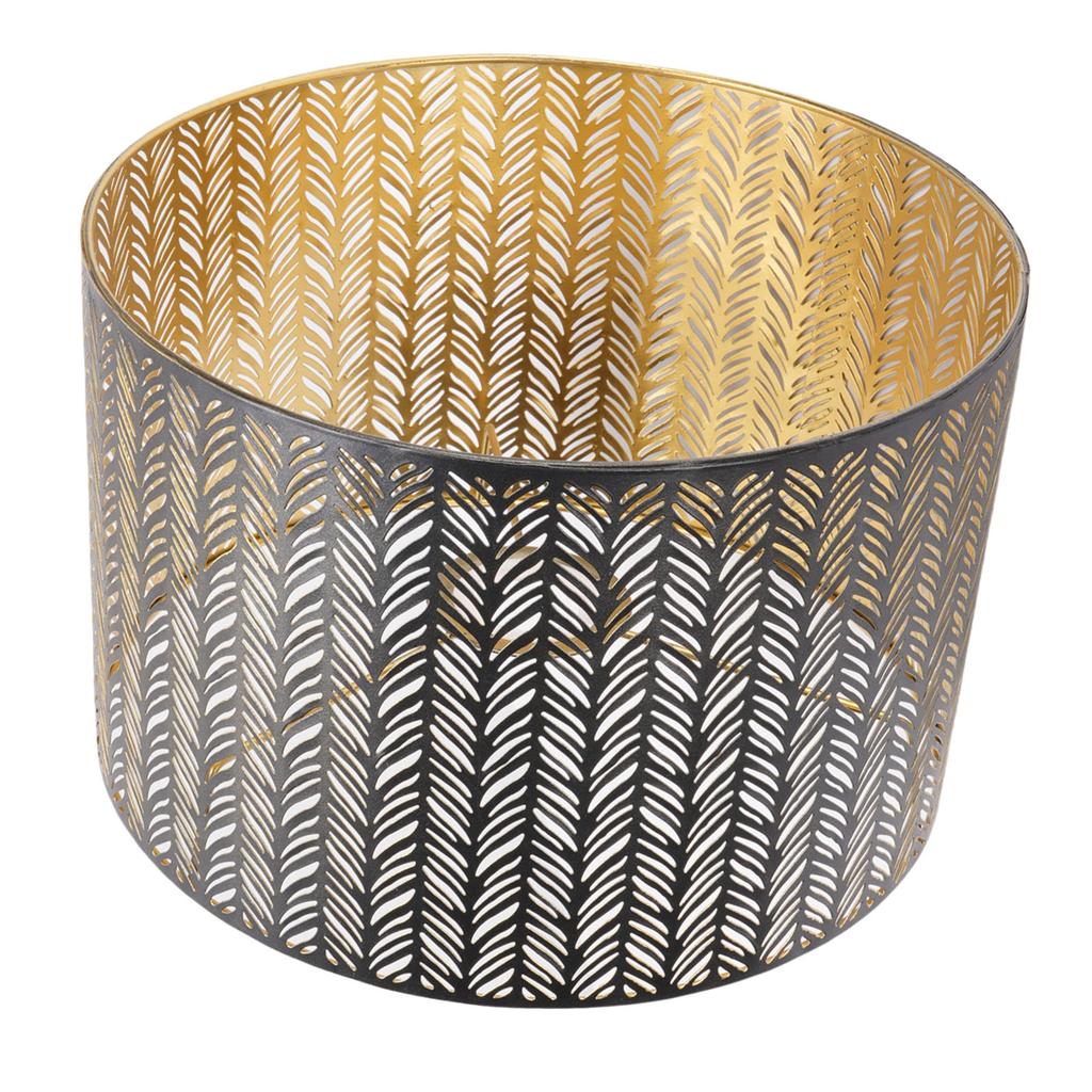 Metall Lampenschirm E14 E27 Eisen Zylinderform Ausgehöhlt Blatt Dekorativer Lampenschirm für Tisch Wand Deckenleuchte Schwarz und Gold