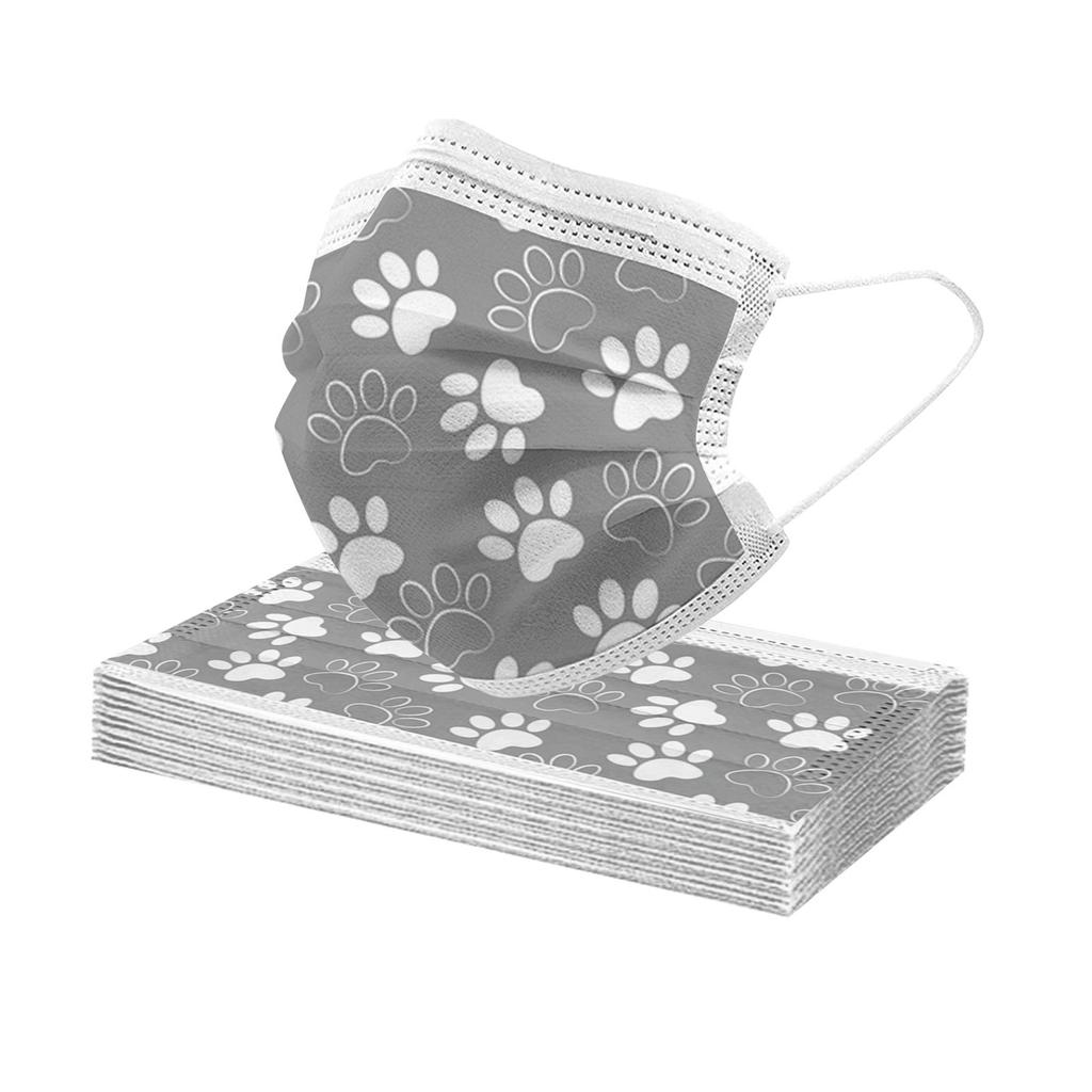 10PCS Adults Cute Casual Prints Breathable 3 -Layer Disposable Mask