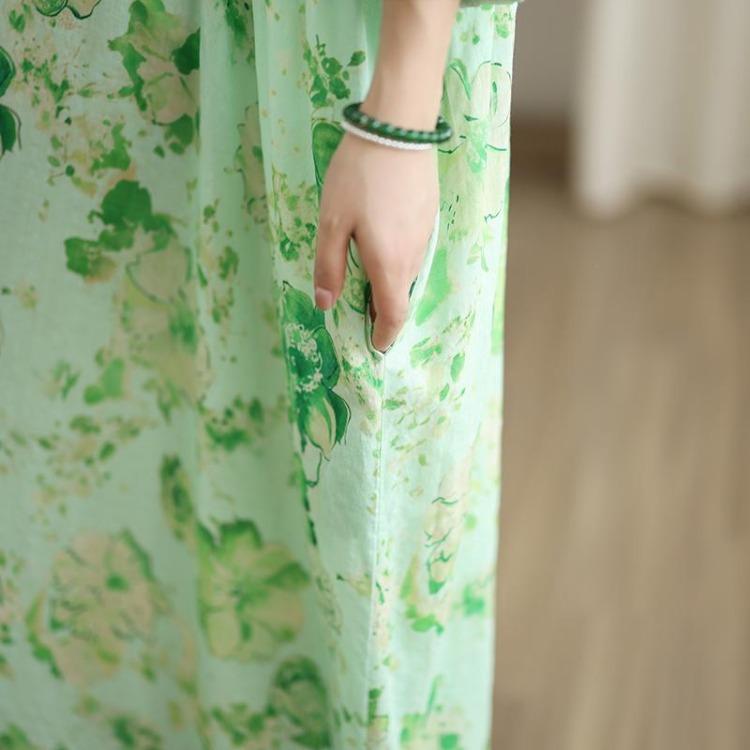 Women Plus Size Floral Print Maxi Dress Casual Loose Long Sleeve O Neck Oversize Long Hat Dress 8109
