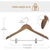 12 Pack High-Grade Wooden Suit Hangers Skirt Hangers with Clips Solid Wood Pants Hangers Natural Smooth Finish Premium Wood Hangers