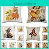 Fall Halloween Themed Pumpkin Animal Waist Throw Cushion Cover For Cozy Home Decor