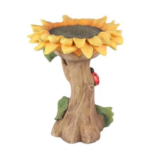 

Sunflower Bird Bath Flower Pedestal Birdbath Sunflower Water Bowl Birdseed Tray