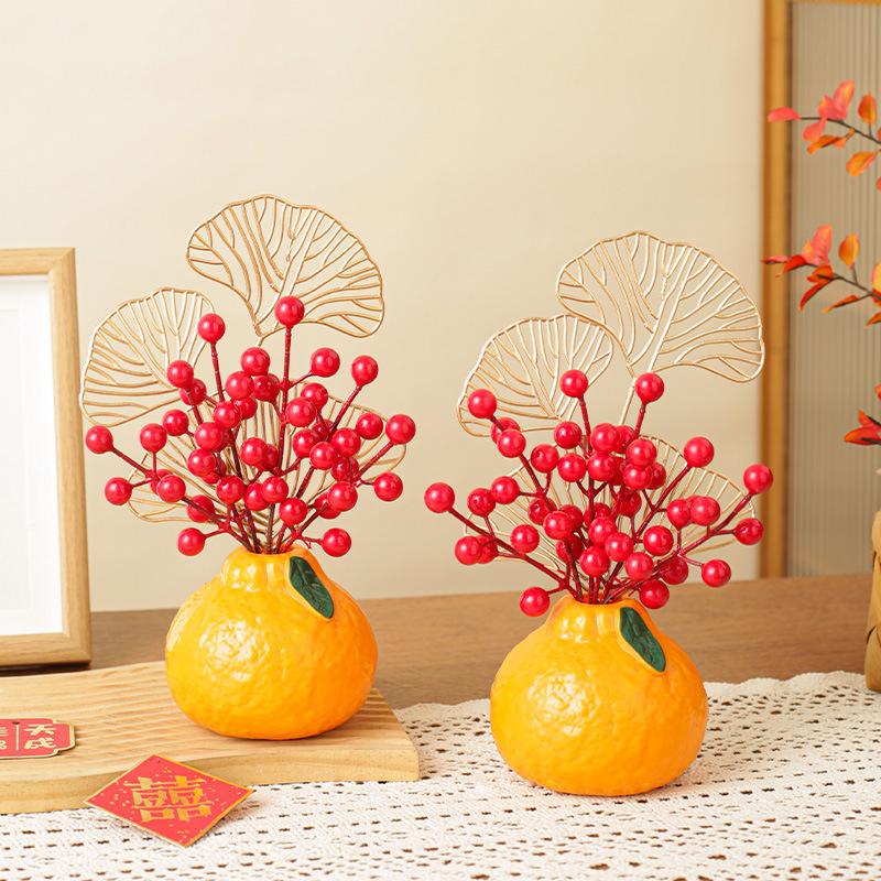 Kreative Orange-Form-Vase Hydroponischer Keramik-Kunststoff-Blumentopf Blumenarrangement Heimdekoration Schreibtisch-Ornament Gartendekoration