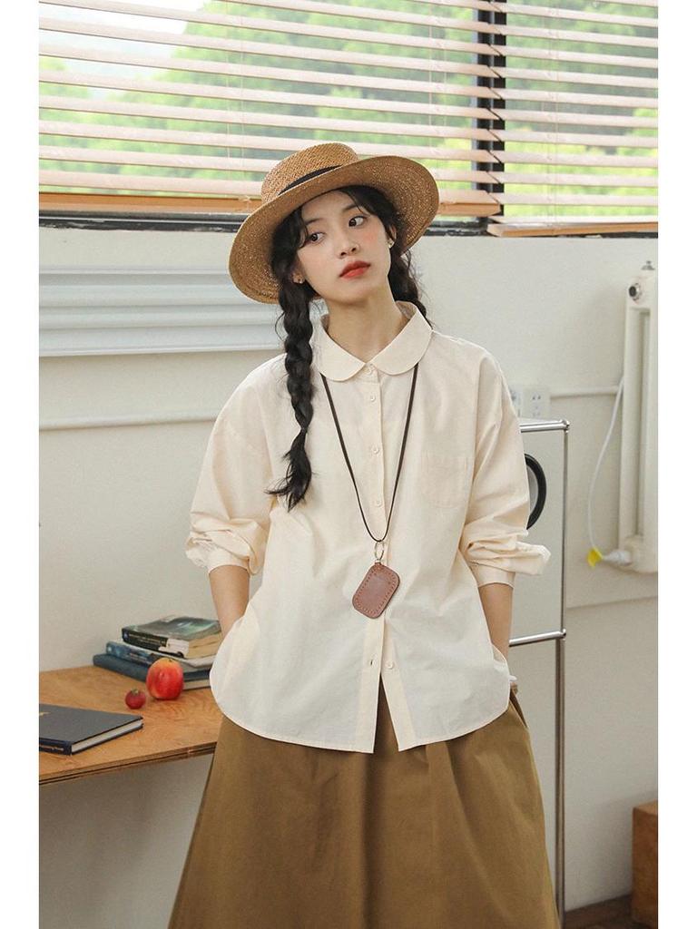 2026 Spring Japanese Retro High Waist A-line Midi Skirt for Women