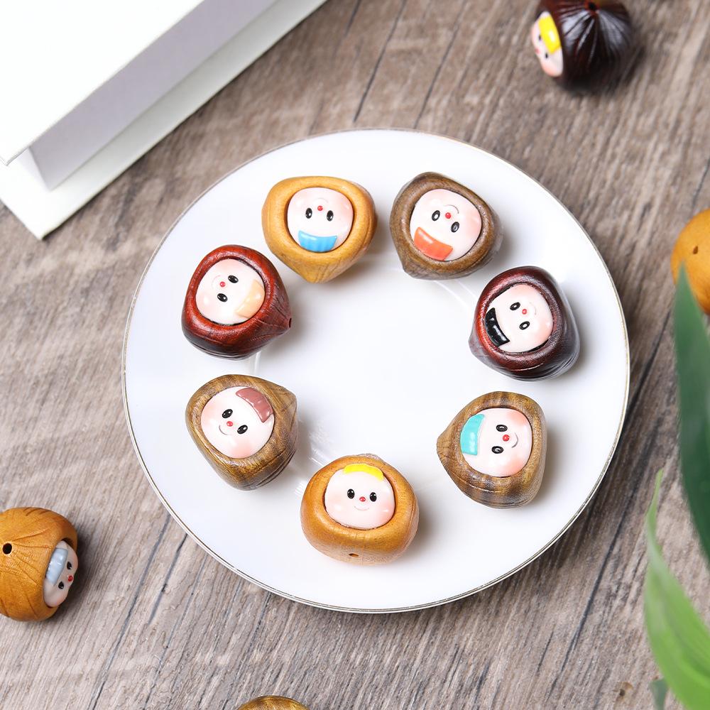 Rosewood Cartoon Chestnut Sister Garlic Pendant in Green Sandalwood Mobile Phone Chain