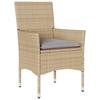 3 Piece Bistro Set with Cushions Beige Poly Rattan and Glass