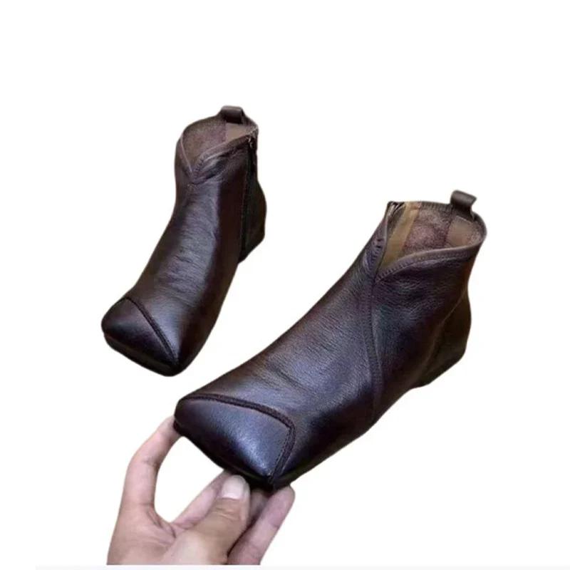 Módní dámské kotníkové boty s hranatou špičkou, ploché, designové boty pro ženy, trend 2025, módní chelsea boty, zimní nové tenisky, retro dámské boty