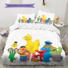 Sesame Street2 Pattern Bedding Quilt Set  Home Decoration  Gift (1 * duvet cover + 2 * pillowcase  without core)