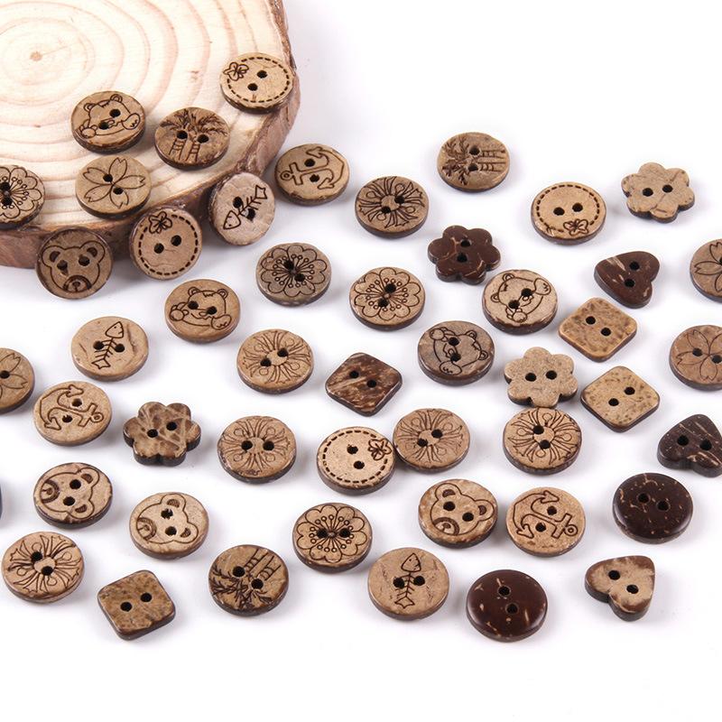 100/50Pcs Diy Wooden Coconut Buttons Natural Wooden Button For Kids Clothing Accessories Handmade Supplies Sewing Handicraft