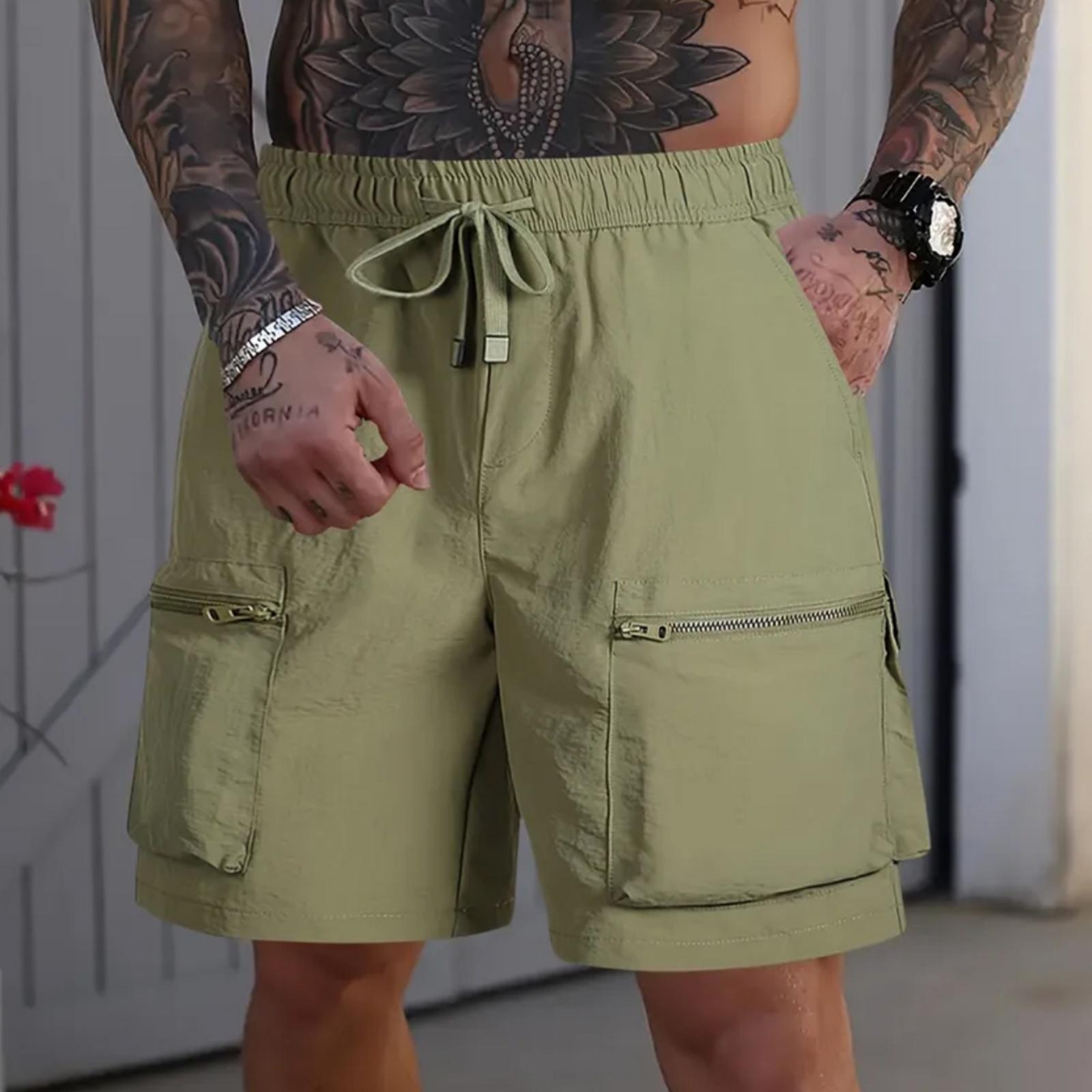 

Men s Loose Fit Lightweight Breathable Cargo Shorts with Zipper Pockets Drawstring Waist Casual Athletic Design for Outdoor Activities XL