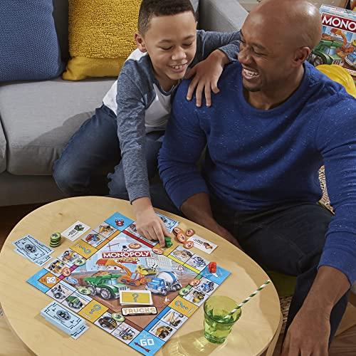 Monopoly Junior Truck Edition Board Game, Ages 5+, 2-4 Players, Kids Game (Amazon Exclusive)